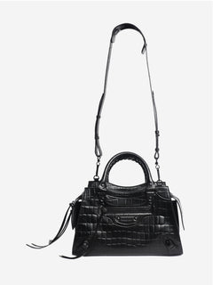 Black croc embossed neo city bag