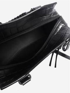 Black croc embossed neo city bag