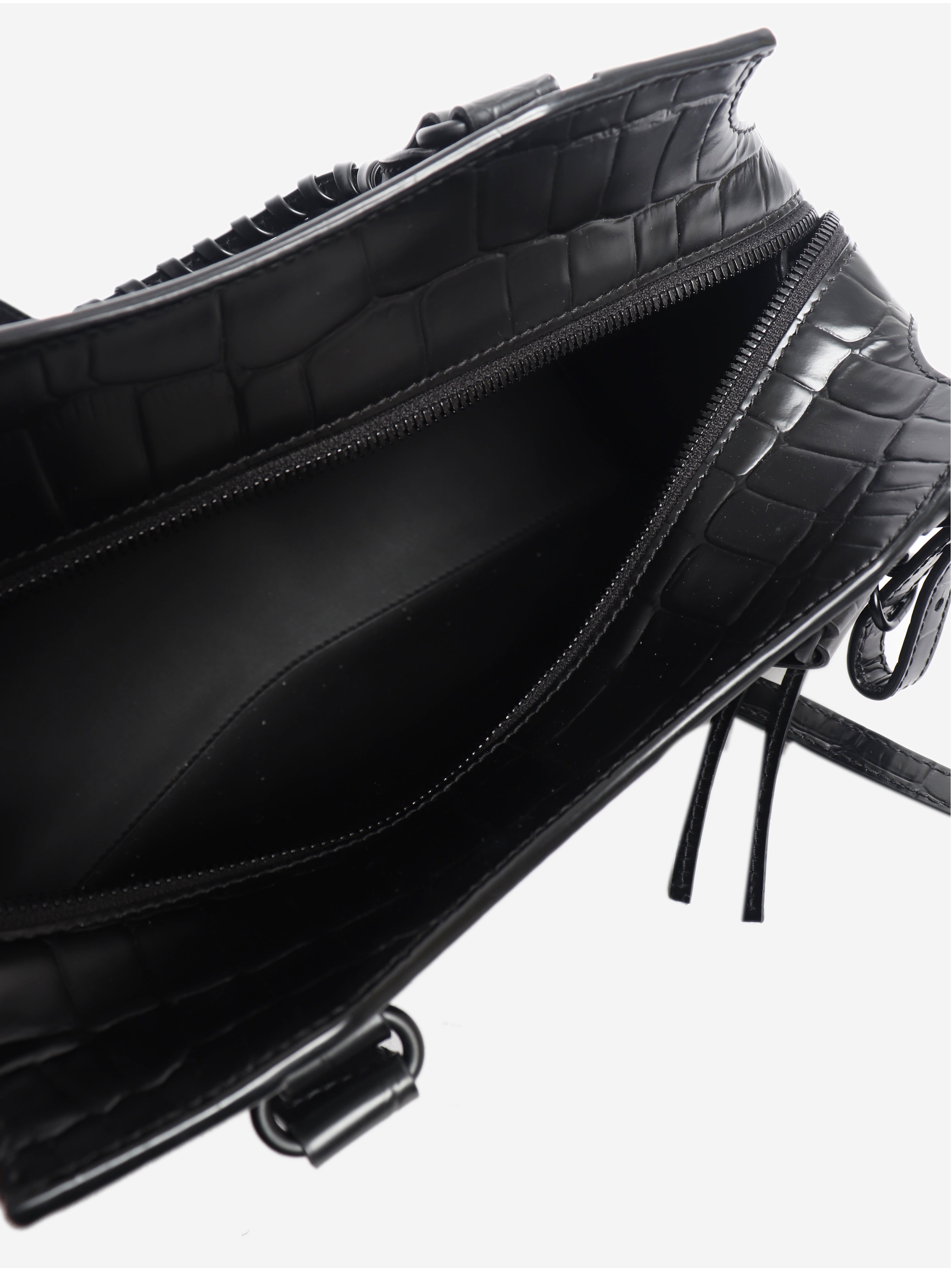 Black croc embossed neo city bag