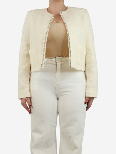 Cream cropped tweed jacket - size UK 14 Coats & Jackets Max Mara Studio 