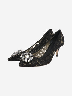 Black bejewelled lace pumps - size EU 39.5 Heels Dolce & Gabbana 