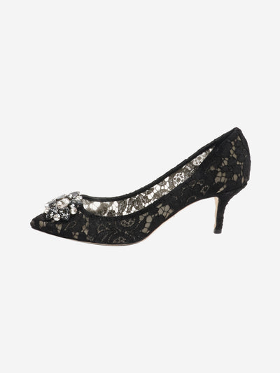 Black bejewelled lace pumps - size EU 39.5 Heels Dolce & Gabbana 