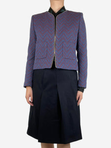 Sandro Blue cropped zigzag jacket - size UK 10