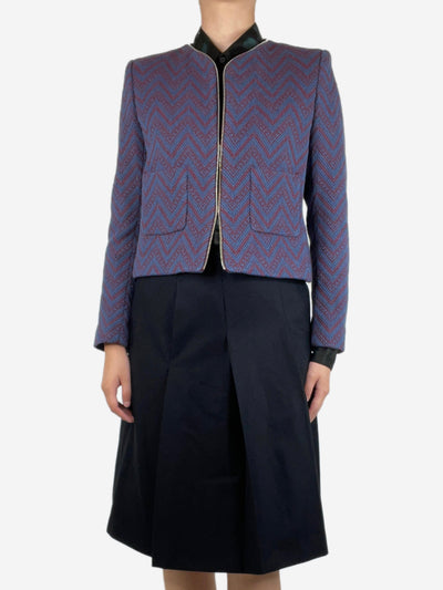 Blue cropped zigzag jacket - size UK 10 Coats & Jackets Sandro 