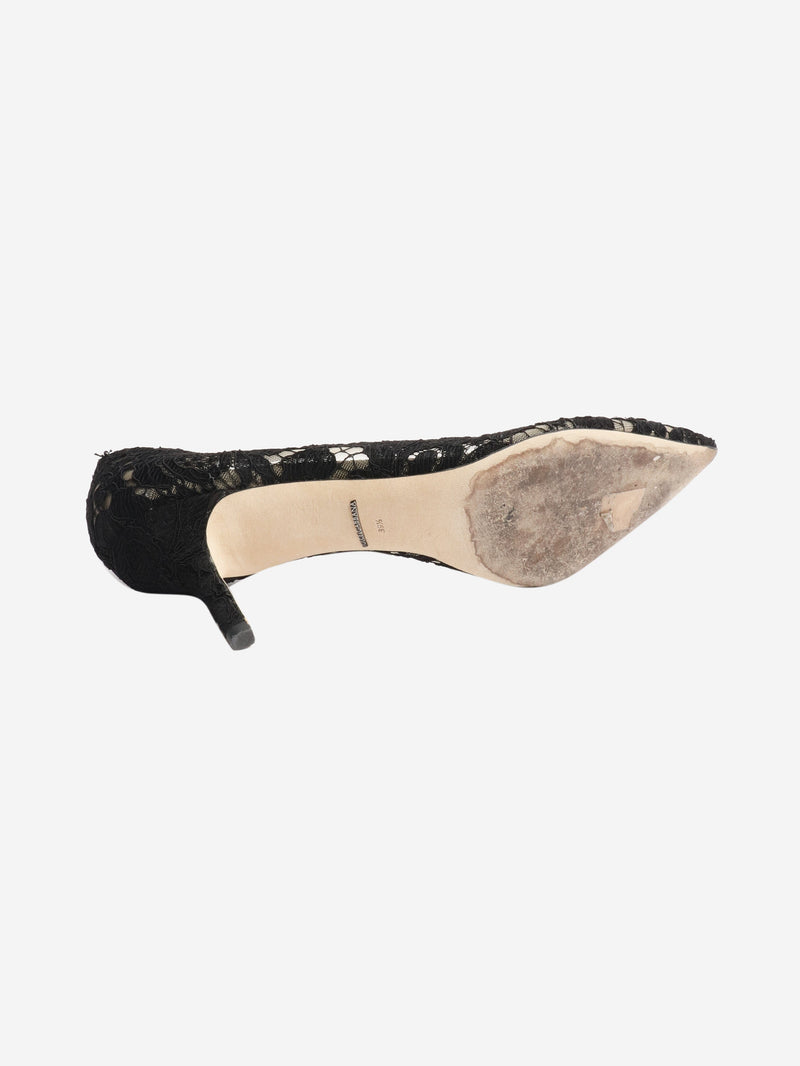 Black bejewelled lace pumps - size EU 39.5 Heels Dolce & Gabbana 