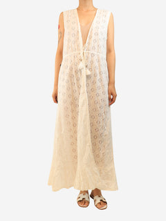 White sleeveless broderie maxi dress - size L Dresses Melissa Odabash 