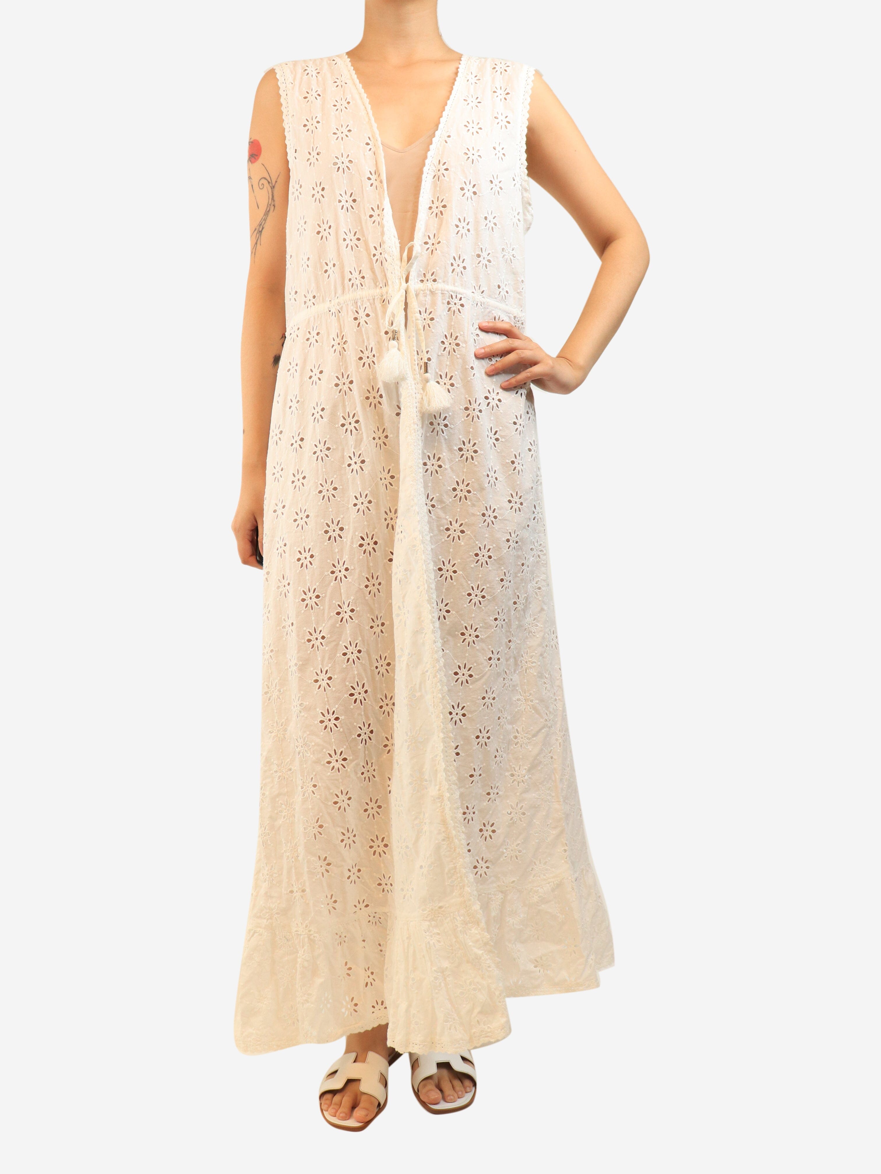 White sleeveless broderie maxi dress - size L Dresses Melissa Odabash 