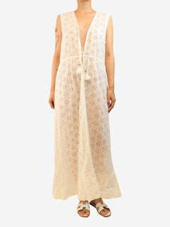 White sleeveless broderie maxi dress - size L Dresses Melissa Odabash 