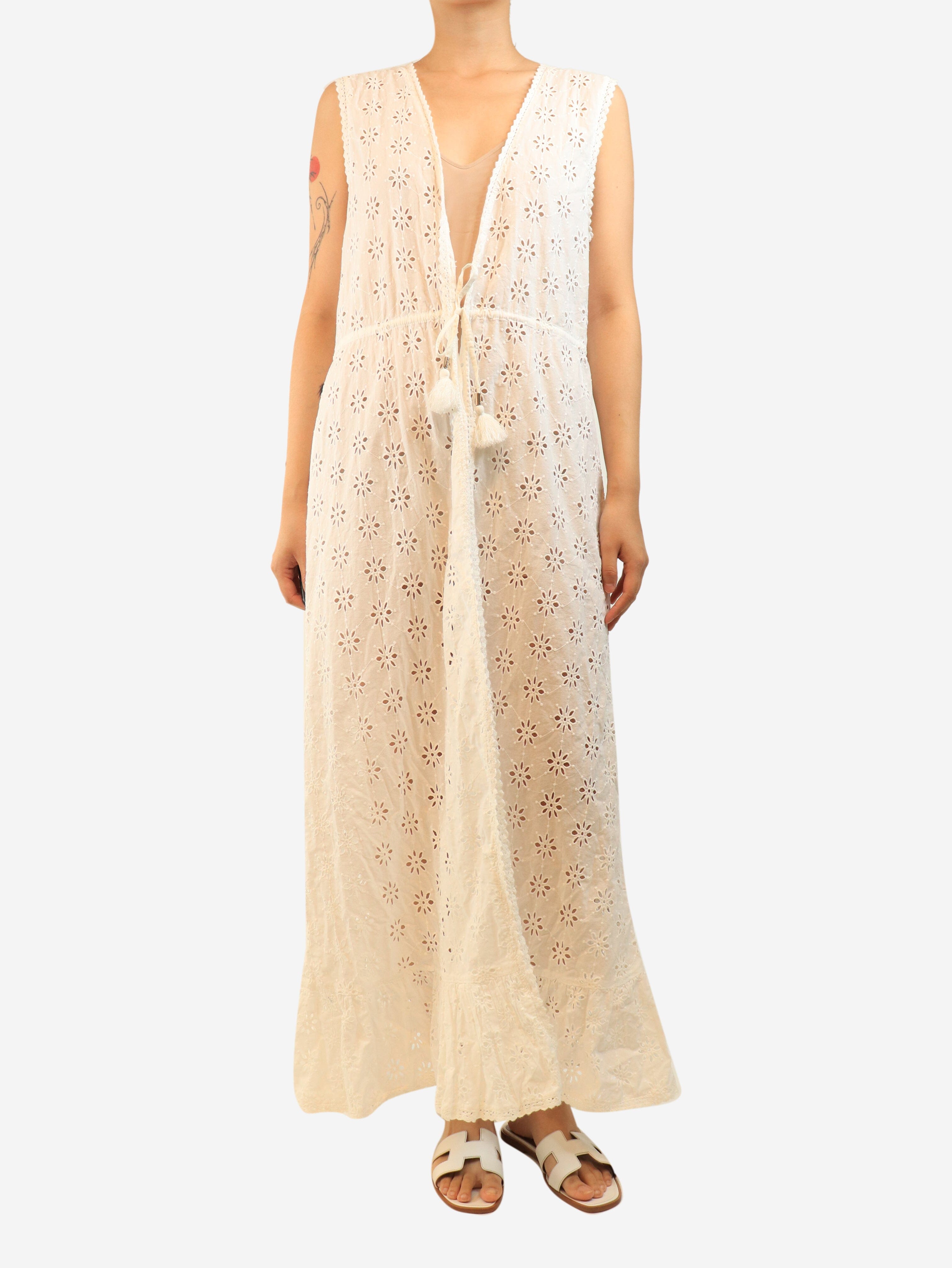 White sleeveless broderie maxi dress - size L Dresses Melissa Odabash 
