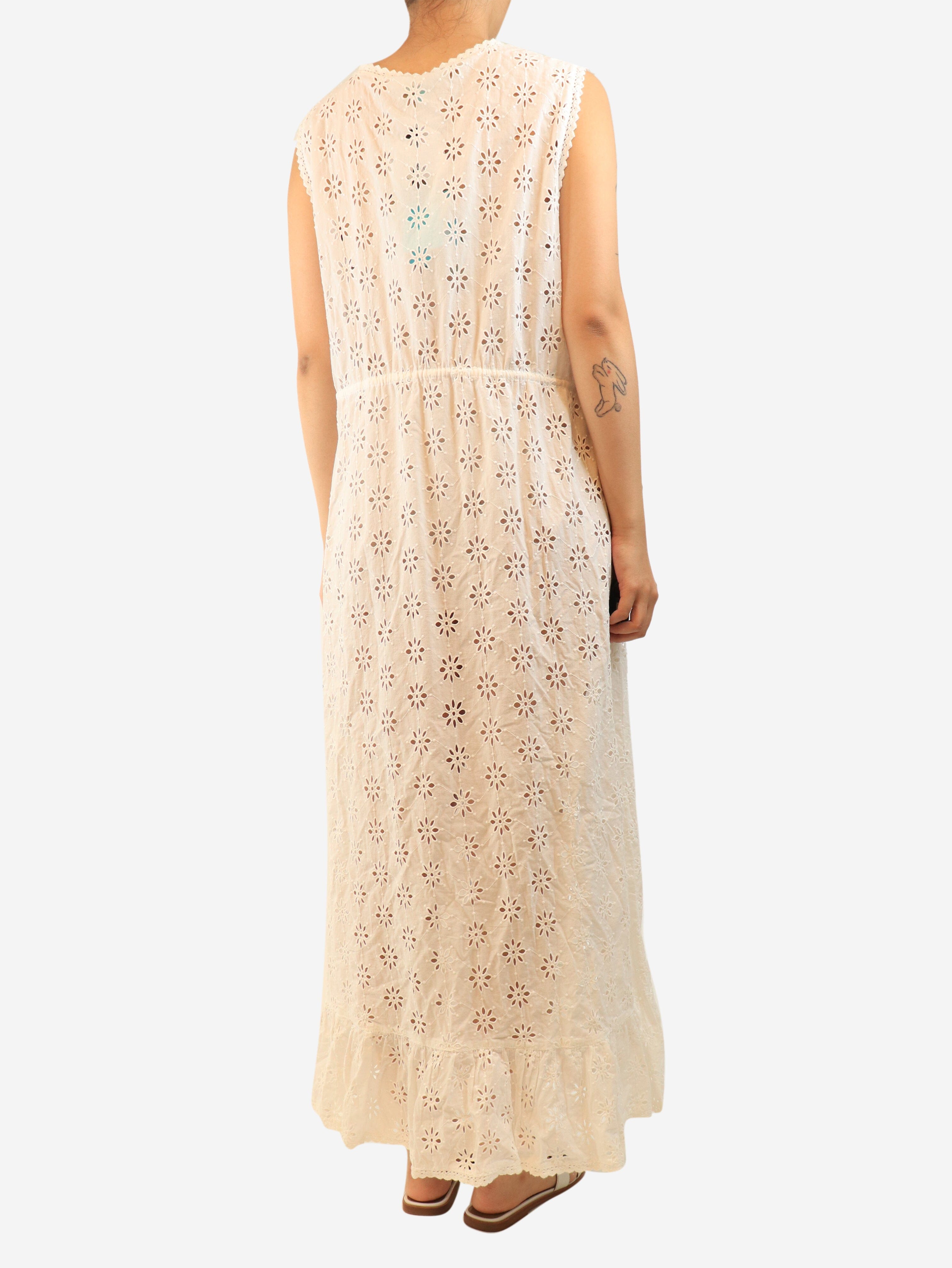 White sleeveless broderie maxi dress - size L Dresses Melissa Odabash 