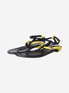 Ralph Lauren Black double-fastening leather flat sandals - size EU 39.5