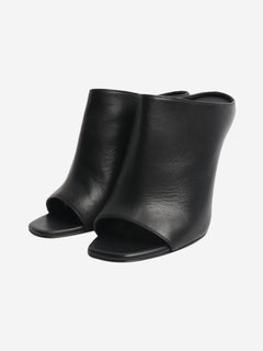 Black leather peep-toe mules - size EU 38 Heels Ermanno Scervino 