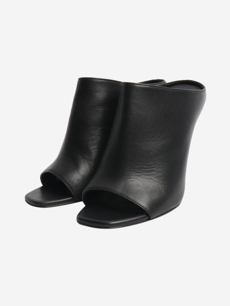 Black leather peep-toe mules - size EU 38 alternate image