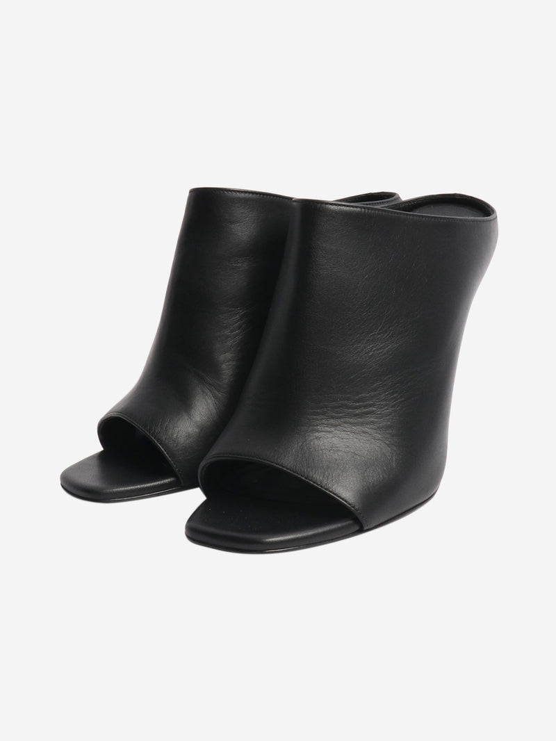 Black leather peep-toe mules - size EU 38 Heels Ermanno Scervino 