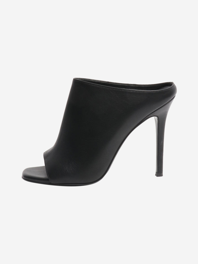 Black leather peep-toe mules - size EU 38 Heels Ermanno Scervino 
