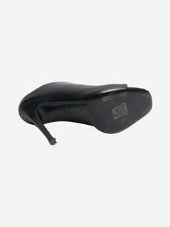Black leather peep-toe mules - size EU 38 Heels Ermanno Scervino 