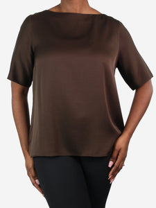 Ahlvar Gallery Brown short-sleeved silk top - size M