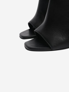 Black leather peep-toe mules - size EU 38 Heels Ermanno Scervino 