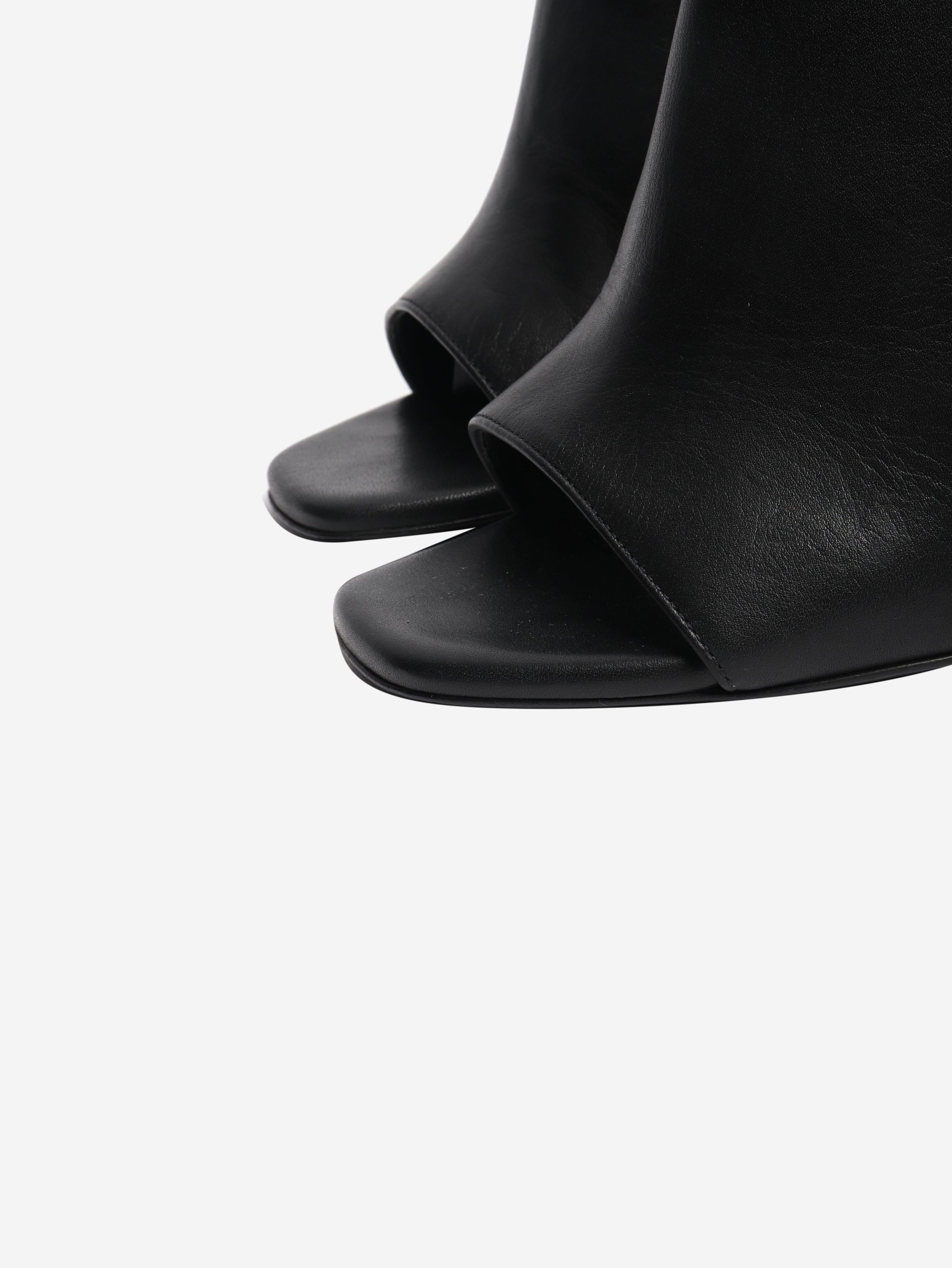 Black leather peep-toe mules - size EU 38 Heels Ermanno Scervino 