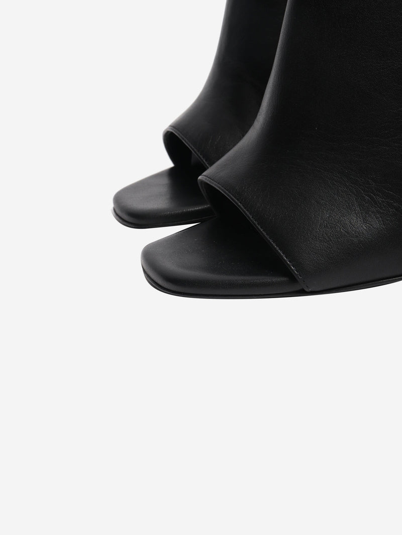 Black leather peep-toe mules - size EU 38 Heels Ermanno Scervino 