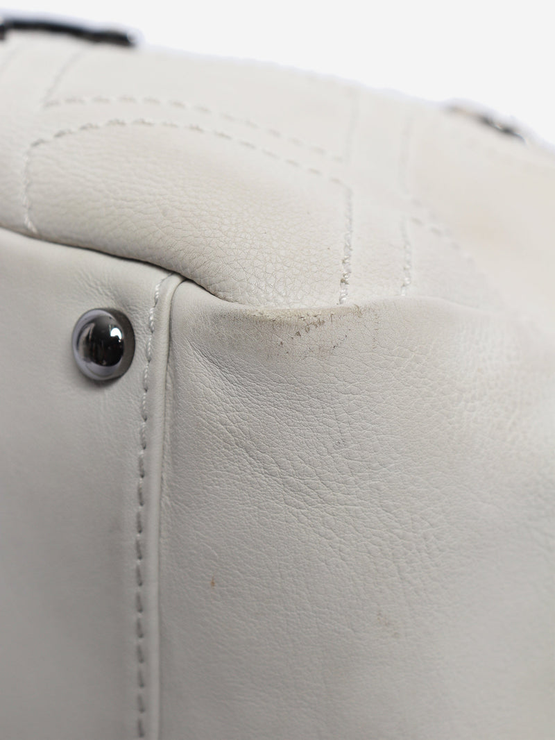 Cream 2006 leather diamond-stitched CC bowling bag Top Handle Bags Chanel 