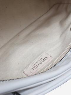 Cream 2006 leather diamond-stitched CC bowling bag Top Handle Bags Chanel 