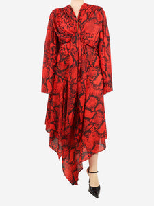 Solace London Red and black Nelli snake-print maxi dress - size UK 12