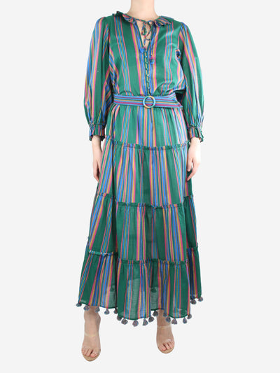 Multi striped ruffle blouse and midi skirt set - size UK 10 Sets Zimmermann 