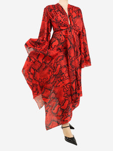 Solace London Red and black Nelli snake-print maxi dress - size UK 12