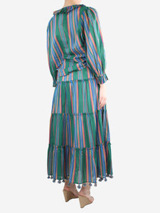 Zimmermann Multi striped ruffle blouse and midi skirt set - size UK 10