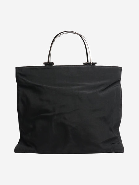 Black nylon 2way tote bag product image