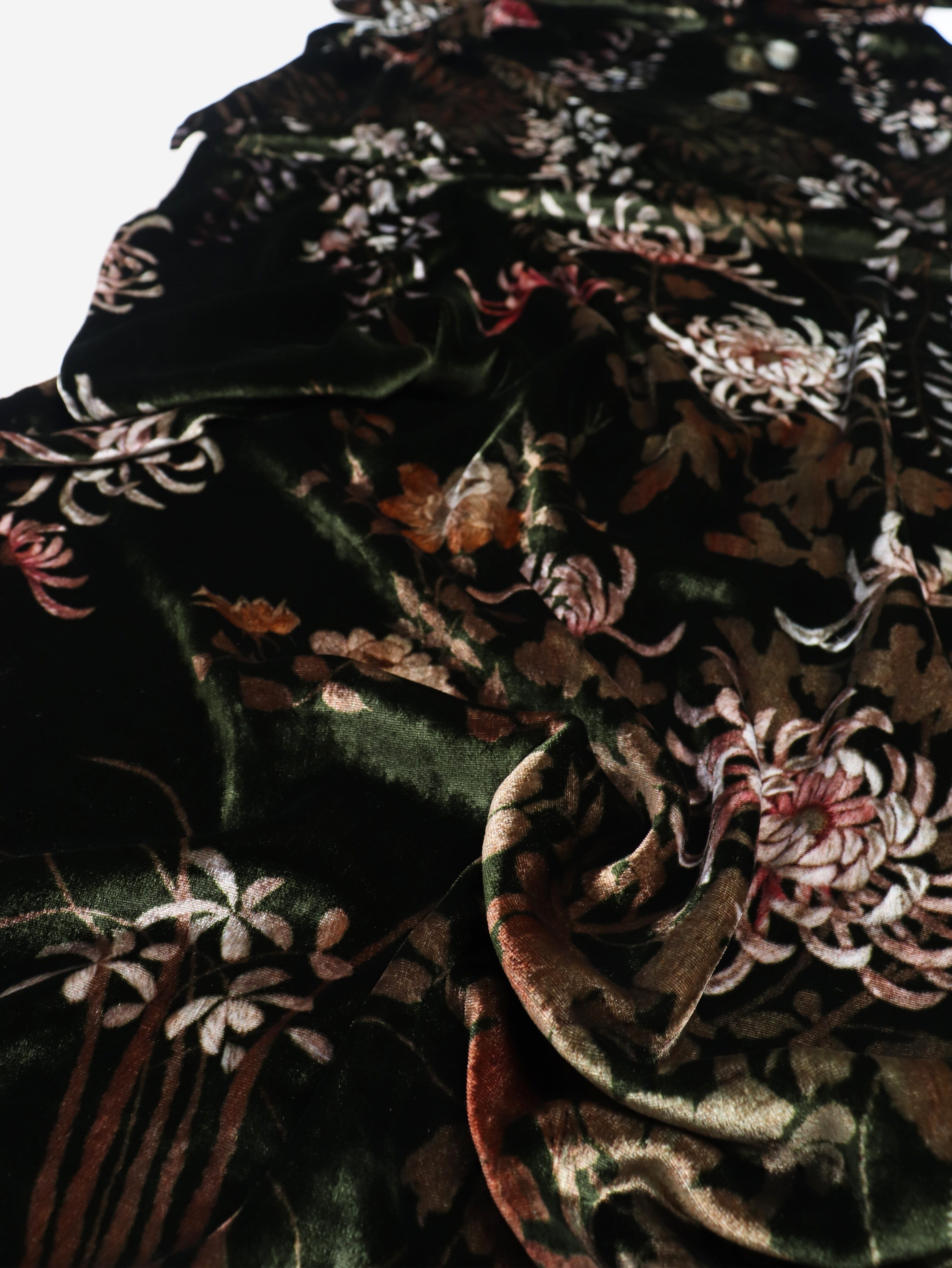 Green floral velvet scarf Scarves Pierre-Louis Mascia 