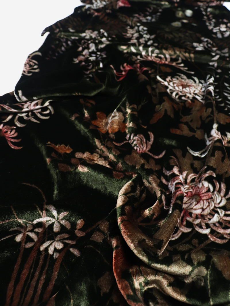 Green floral velvet scarf Scarves Pierre-Louis Mascia 