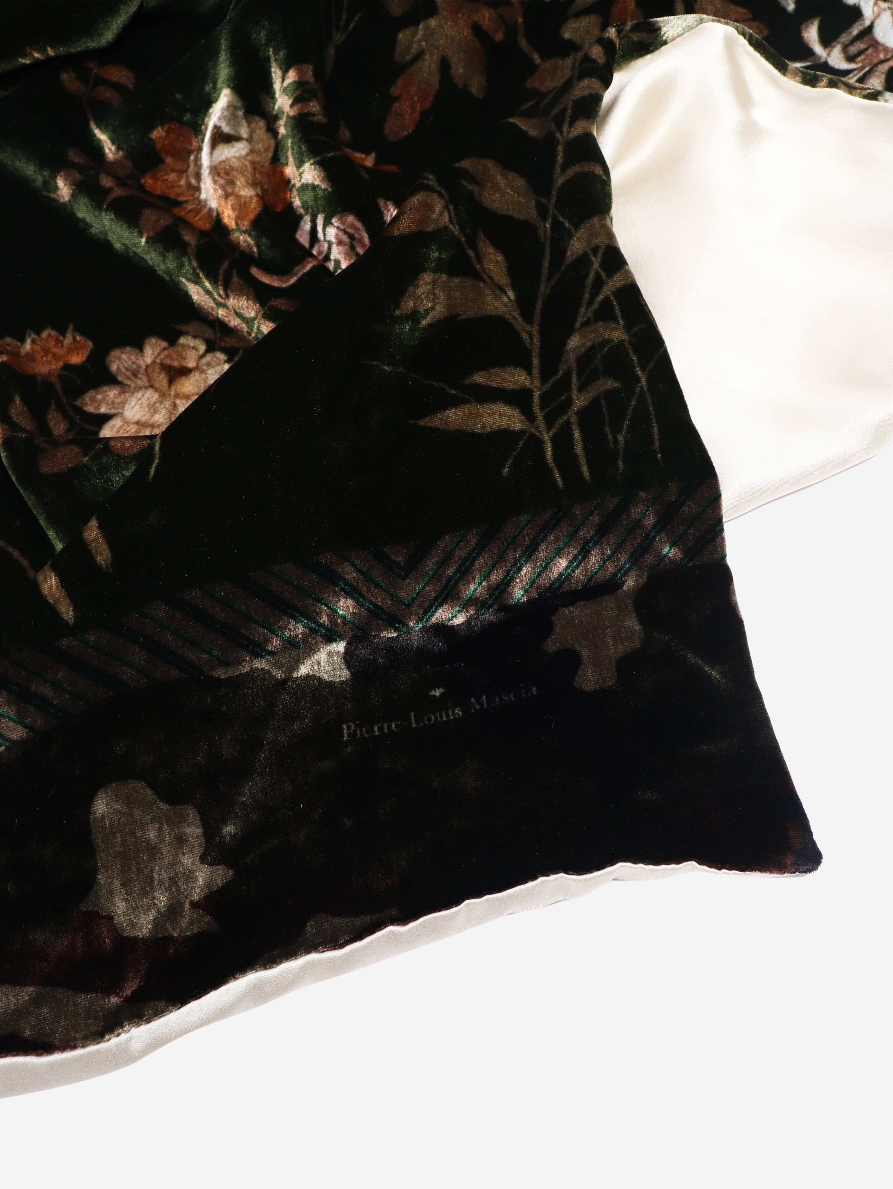 Green floral velvet scarf Scarves Pierre-Louis Mascia 
