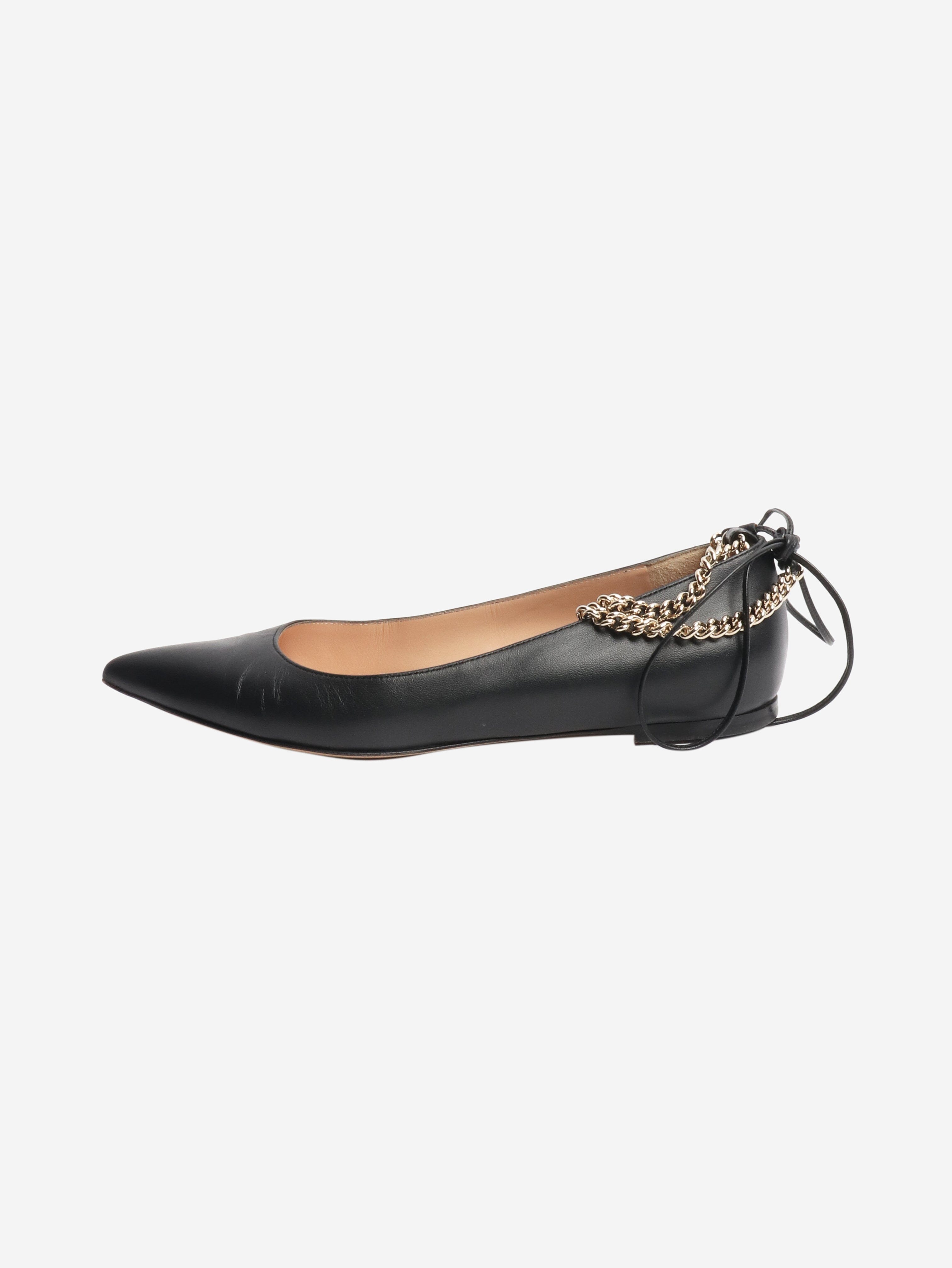 Black point-toe chain ballet flats - size EU 37 Flat Shoes Gianvito Rossi 