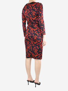 Givenchy Black floral-printed fitted midi dress - size UK 12