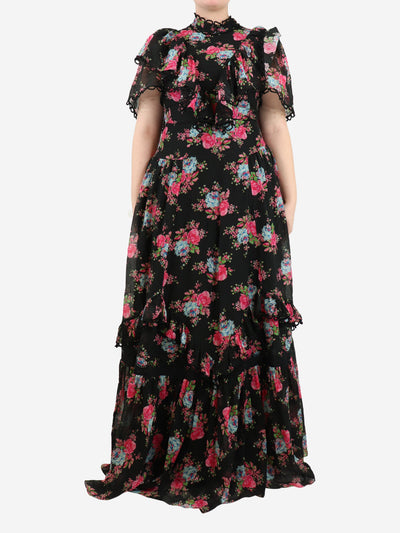 Black floral tiered maxi dress - size UK 12 Dresses Erdem 