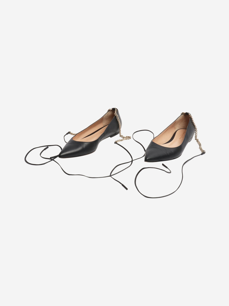 Black point-toe chain ballet flats - size EU 37 Flat Shoes Gianvito Rossi 