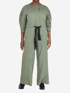 G. Label by Goop Olive green belted jumpsuit - size UK 12