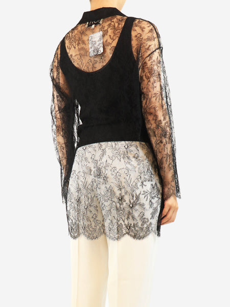 Black lace silk blouse - size UK 10 alternate image