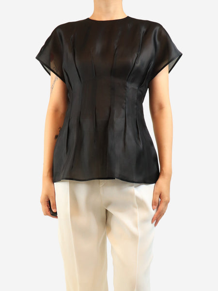 Black silk sheer top - size UK 8 alternate image