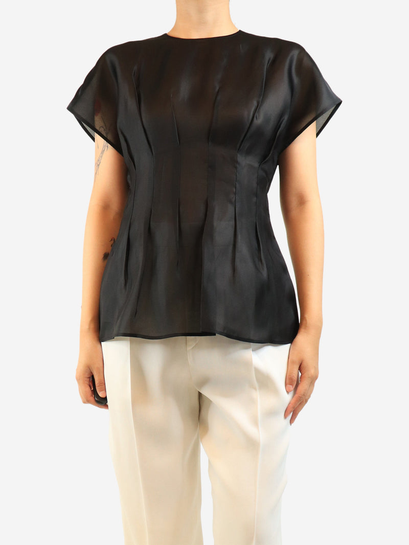 Black silk sheer top - size UK 8 Tops Rohe 