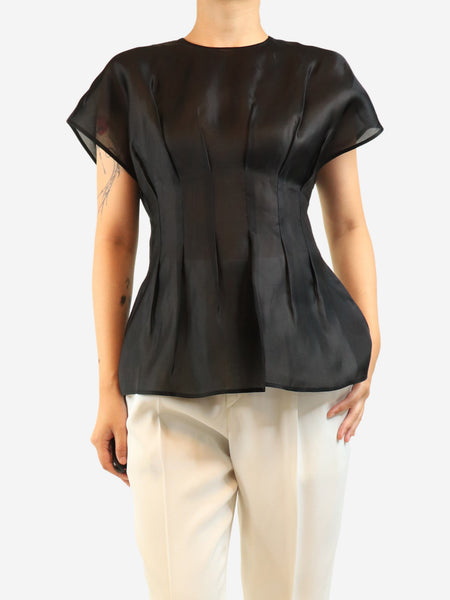 Black silk sheer top - size UK 8 product image