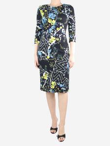 Erdem Black floral printed dress - size UK 12