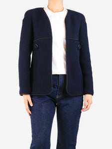Chanel Navy 15A/W  paris Salzburg tweed jacket - size UK 12