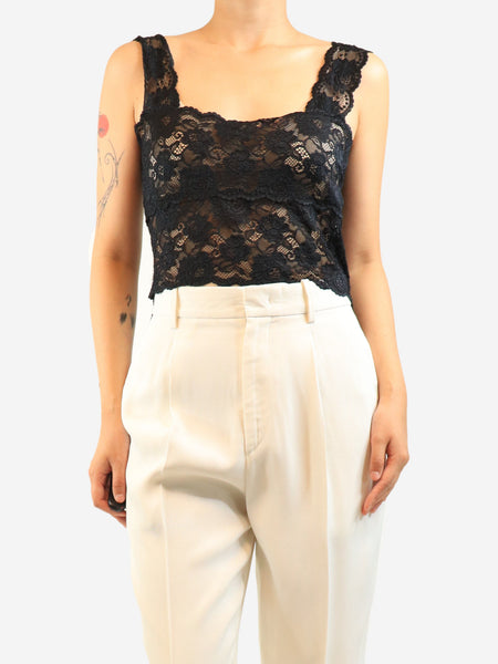 Black lace cami top - size UK 10 product image