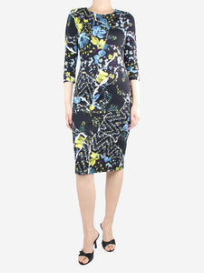 Erdem Black floral printed dress - size UK 12
