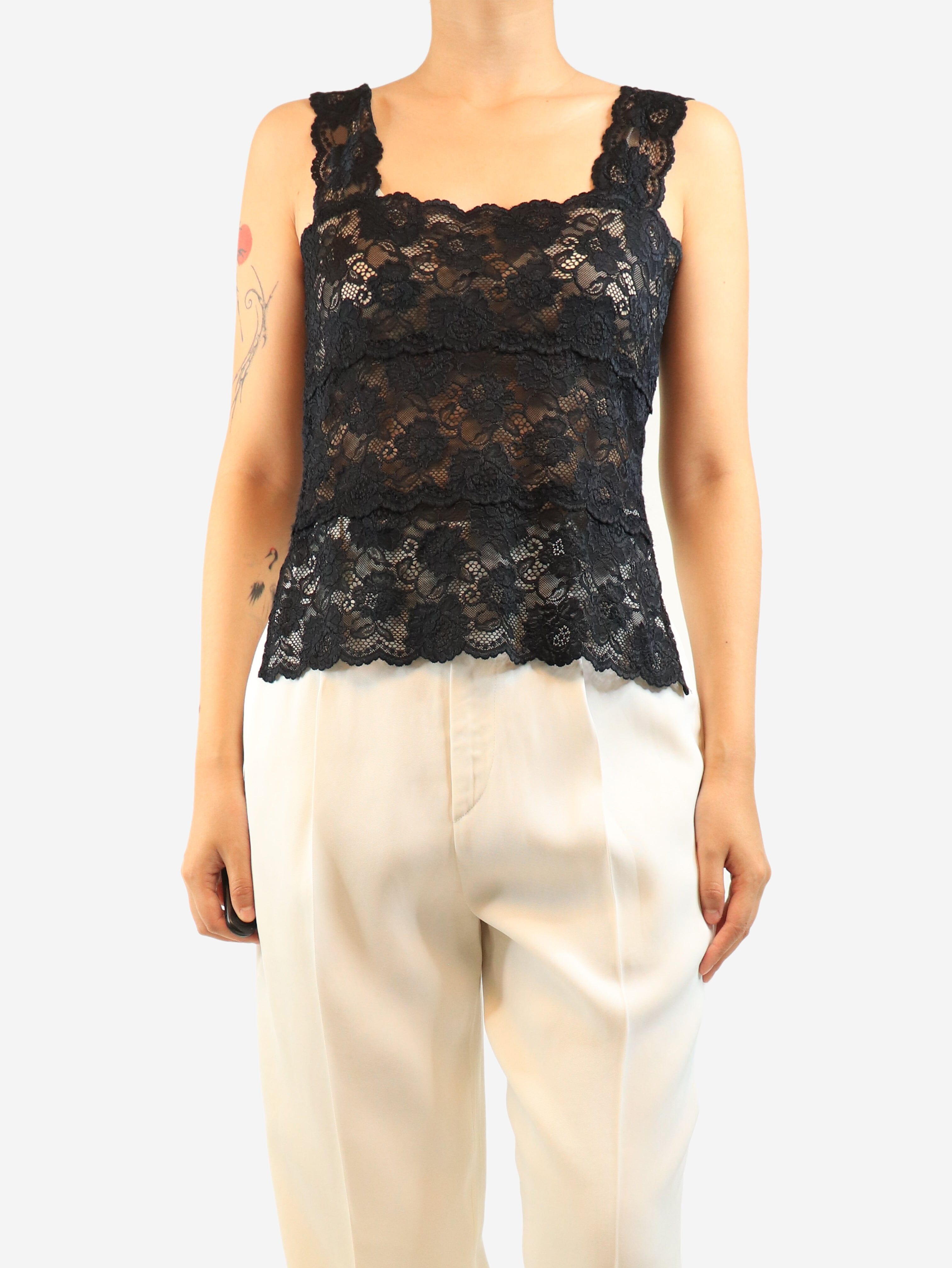 Black lace cami top - size UK 10 Tops Maison Margiela 