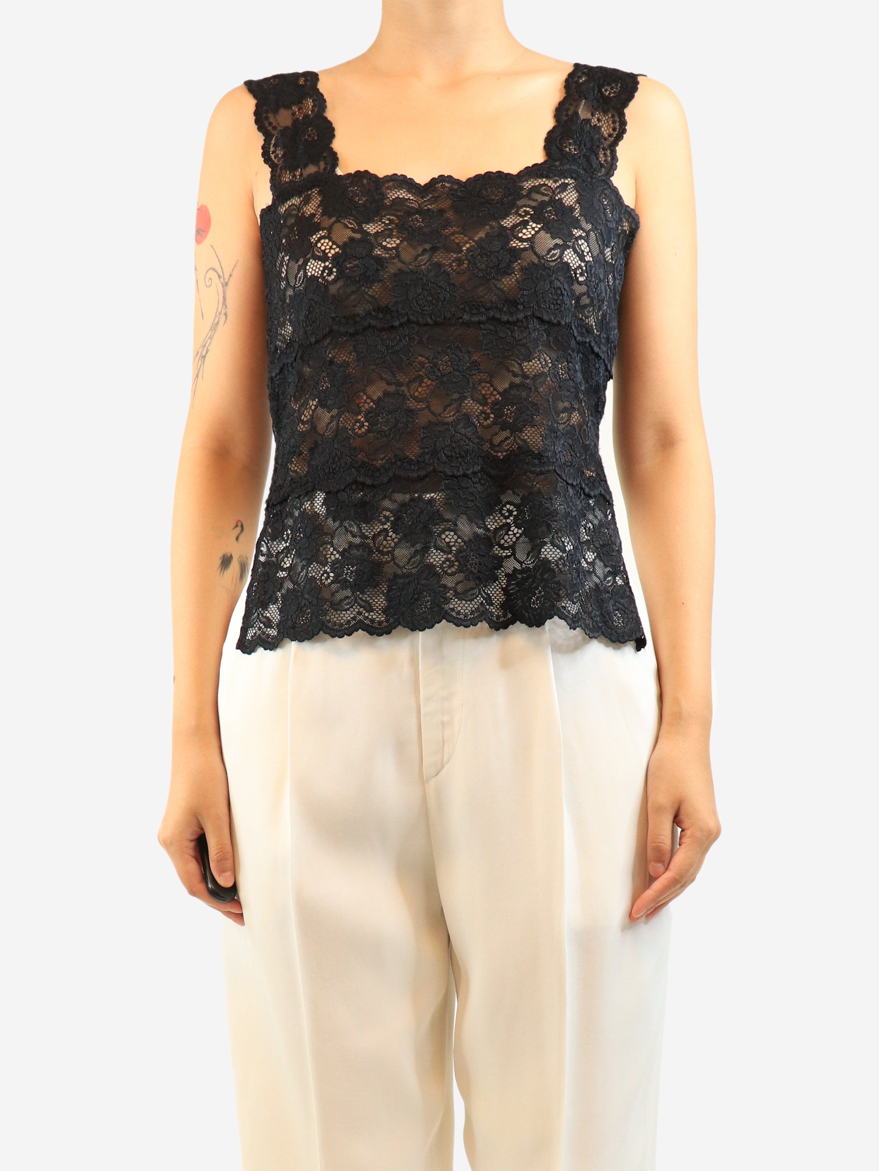 Black lace cami top - size UK 10 Tops Maison Margiela 