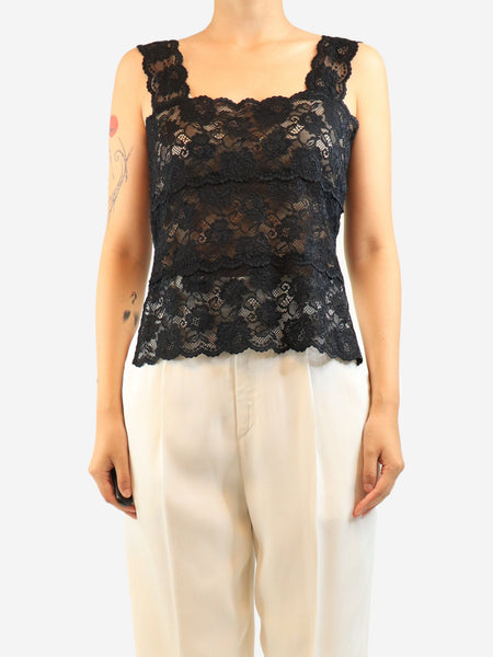 Black lace cami top - size UK 10 alternate image